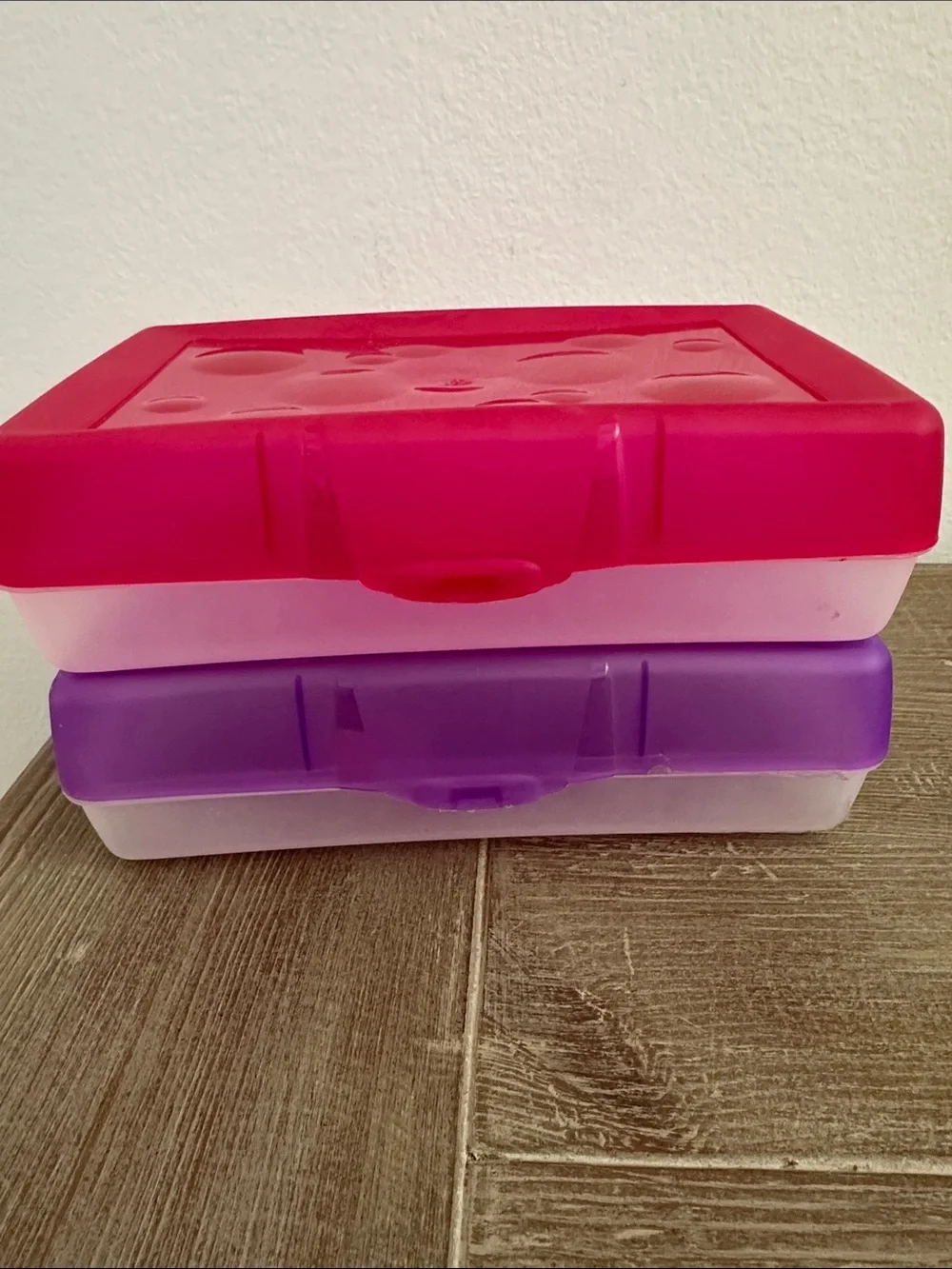 Stackable Pink and Purple Plastic Storage Boxes - Home Organization